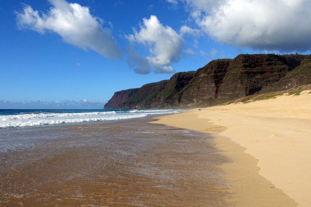 Sehenswürdigkeiten auf Kauai, Hawaii. Der Polihale Beach ist einer der schönsten Strände Kauai